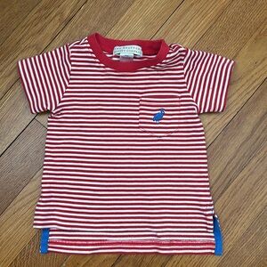 The Beaufort Bonnet Company red and white striped short sleeve. 6-12 months.
